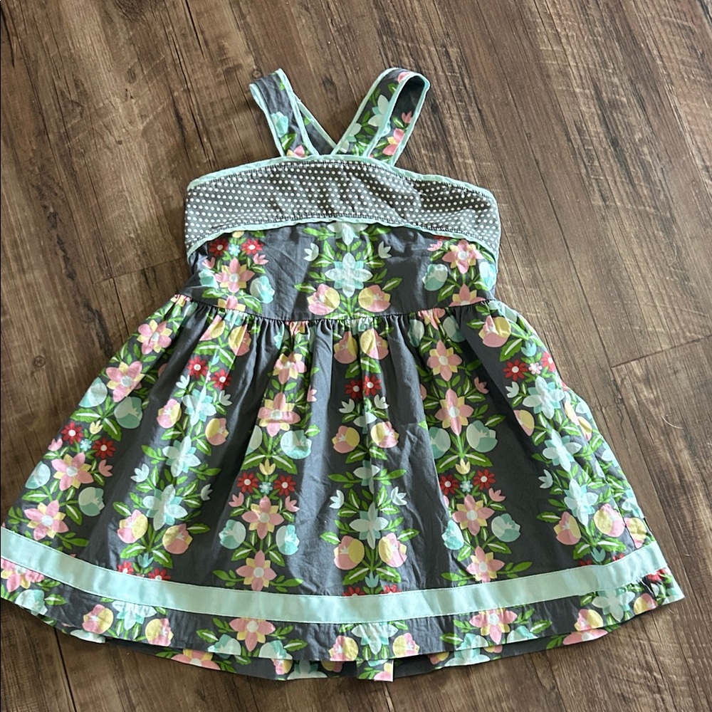 Matilda Jane Gray Floral top with Mint Trim